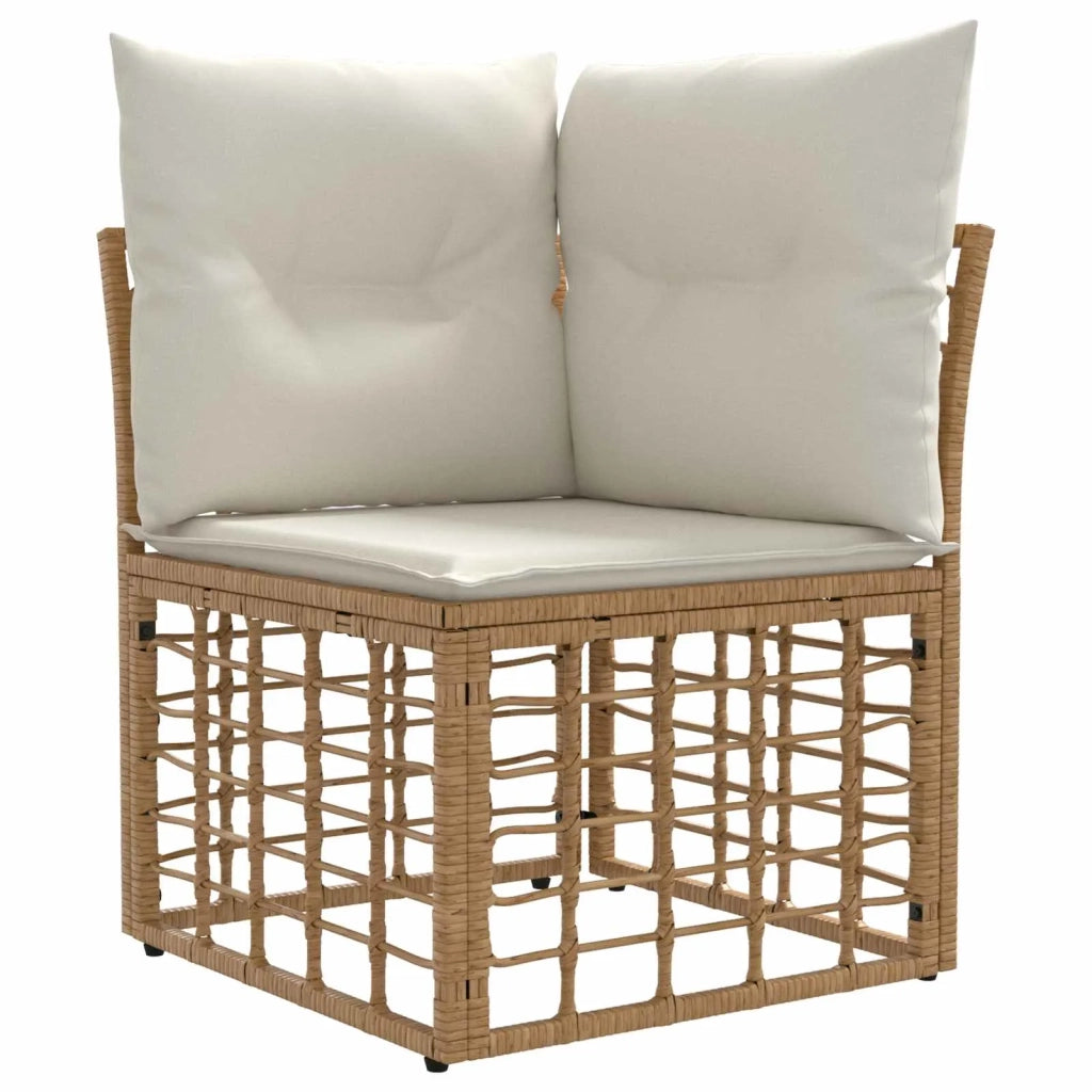 Set Divano da Giardino 9 pz Naturale e Bianco Crema polyrattan 3437896