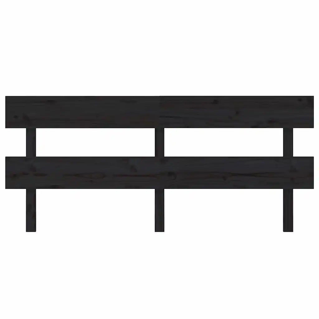 Testiera per Letto Nera 184x3x81 cm in Legno Massello di Pino 819089