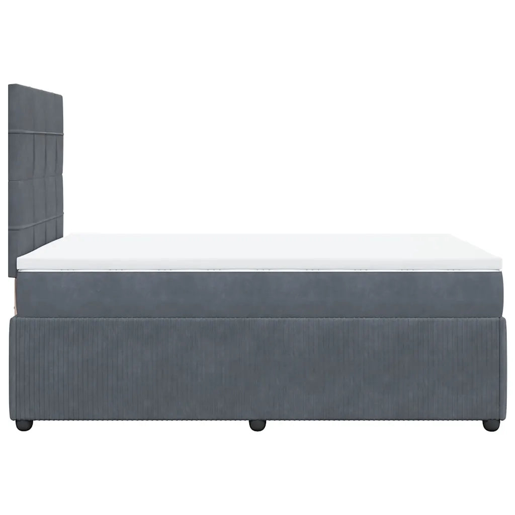 Giroletto a Molle con Materasso Grigio Scuro 120x190 cm Velluto