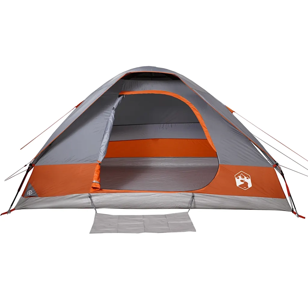 Tenda da Campeggio a Cupola 6 Persone-Tenda per Escursionismo Grigio e Arancione 583522