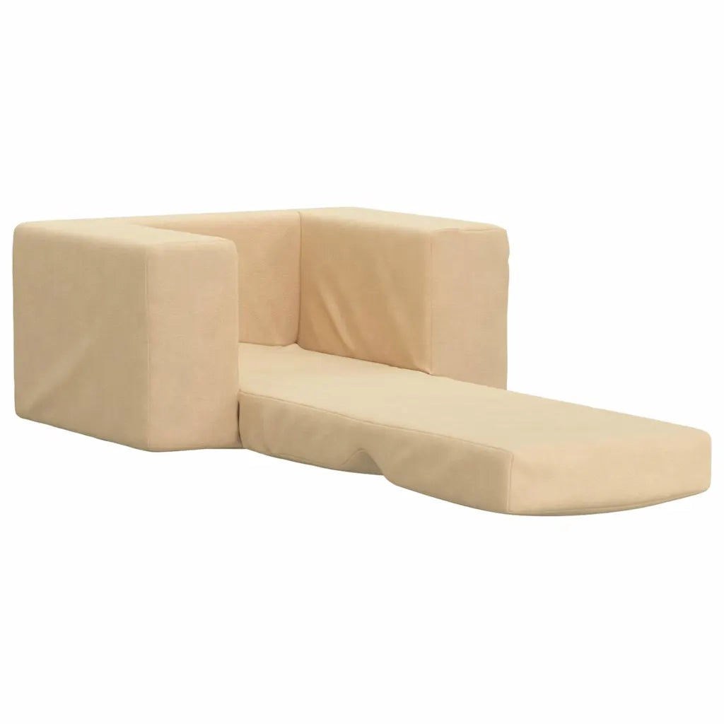 Divano Letto per Bambini Crema in Morbido Peluche 4104787
