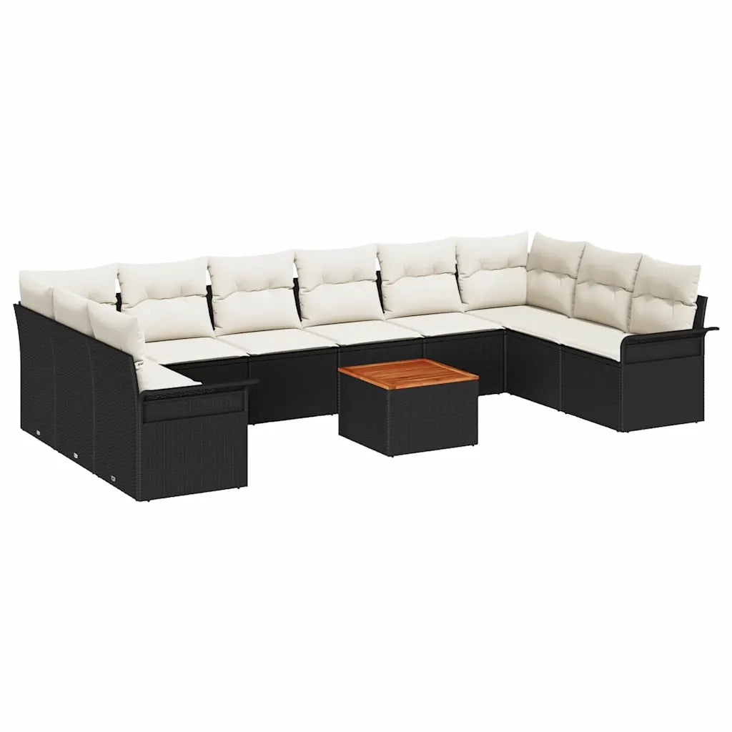 Set Divano da Giardino con cuscino 11 pcs Nero polyrattan 3347376