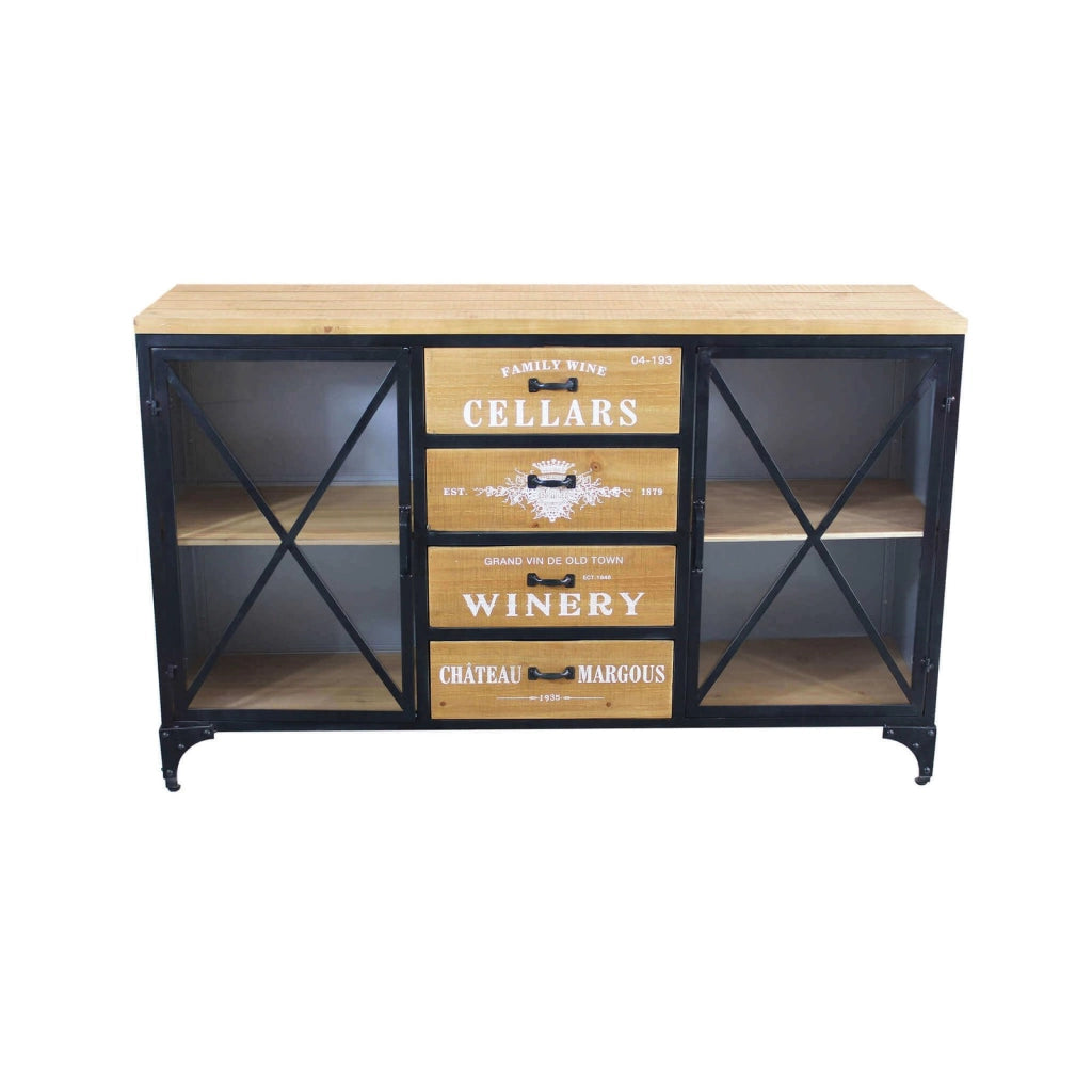 Madia per soggiorno Industrial in Legno Metallo cm 128x38x79 - GUS