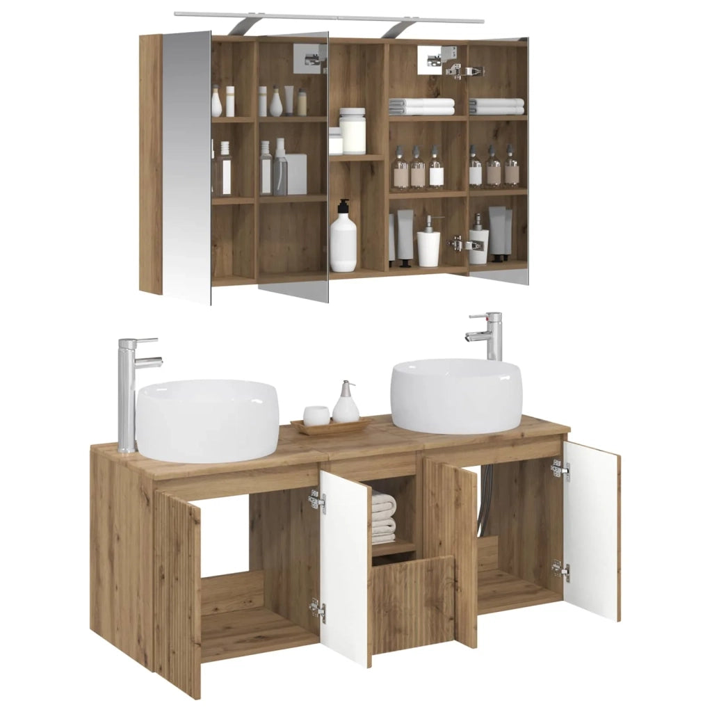 Set di Armadi da Bagno 4 pcs Rovere Artigianale 3406542
