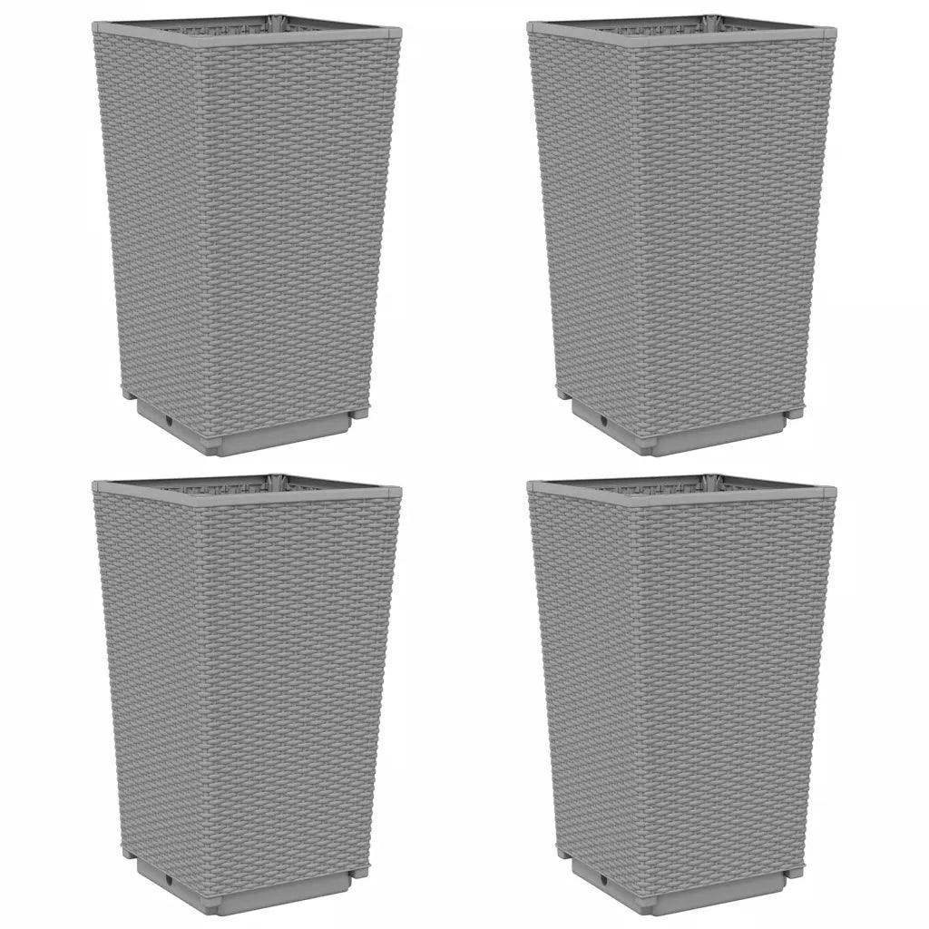 Fioriere da Giardino 4 pz Grigio Chiaro 32,5x32,5x57 cm in PP 367852