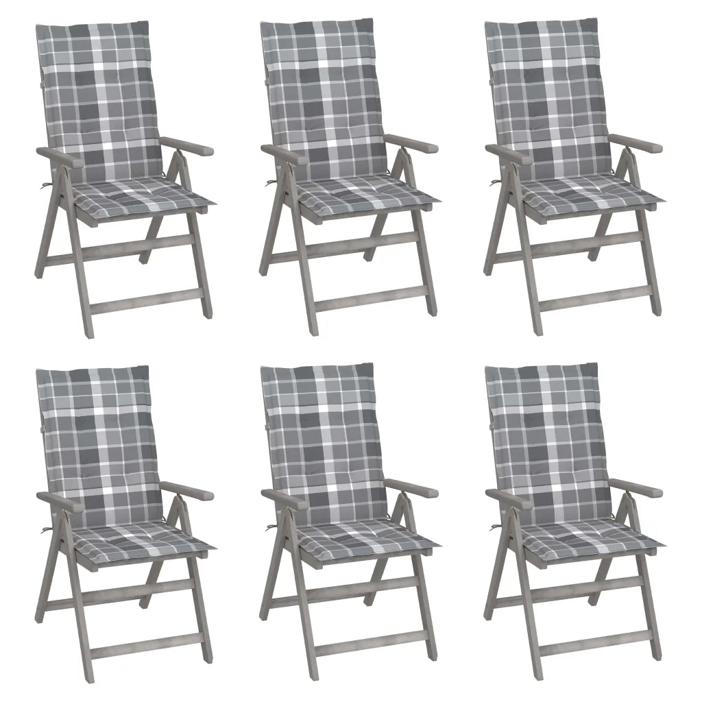 Sedie da Giardino Reclinabili 6 pz con Cuscini Massello Acaciacod mxl 94222