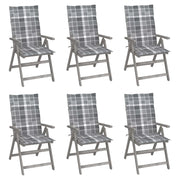 Sedie da Giardino Reclinabili 6 pz con Cuscini Massello Acaciacod mxl 94222