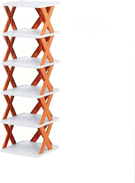 6 Livelli Scarico per Scarpe per Piccoli Varchi e Armadi - Arancione