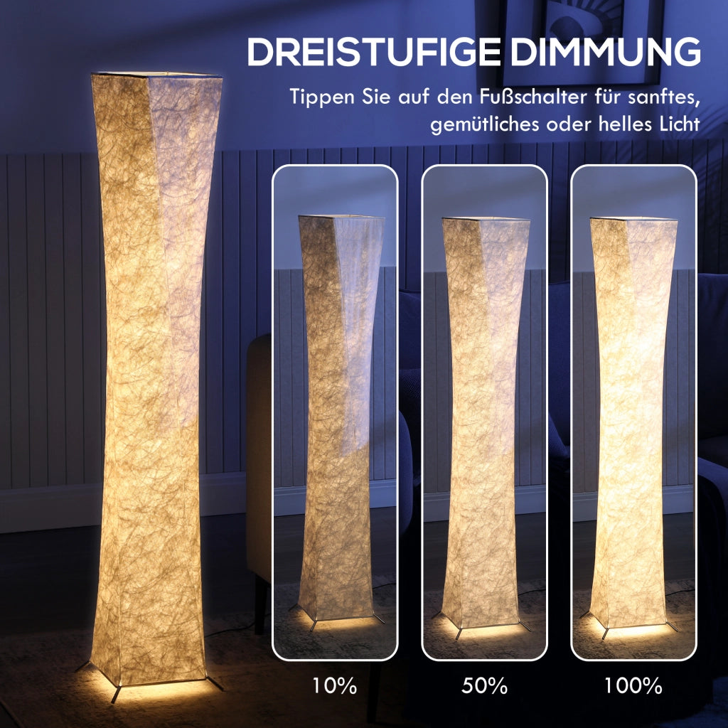 Lampada da terra con paralume in carta ¨C Xylo ¨C interruttore a pedale, 3 livelli luminosit¨¤, bianco