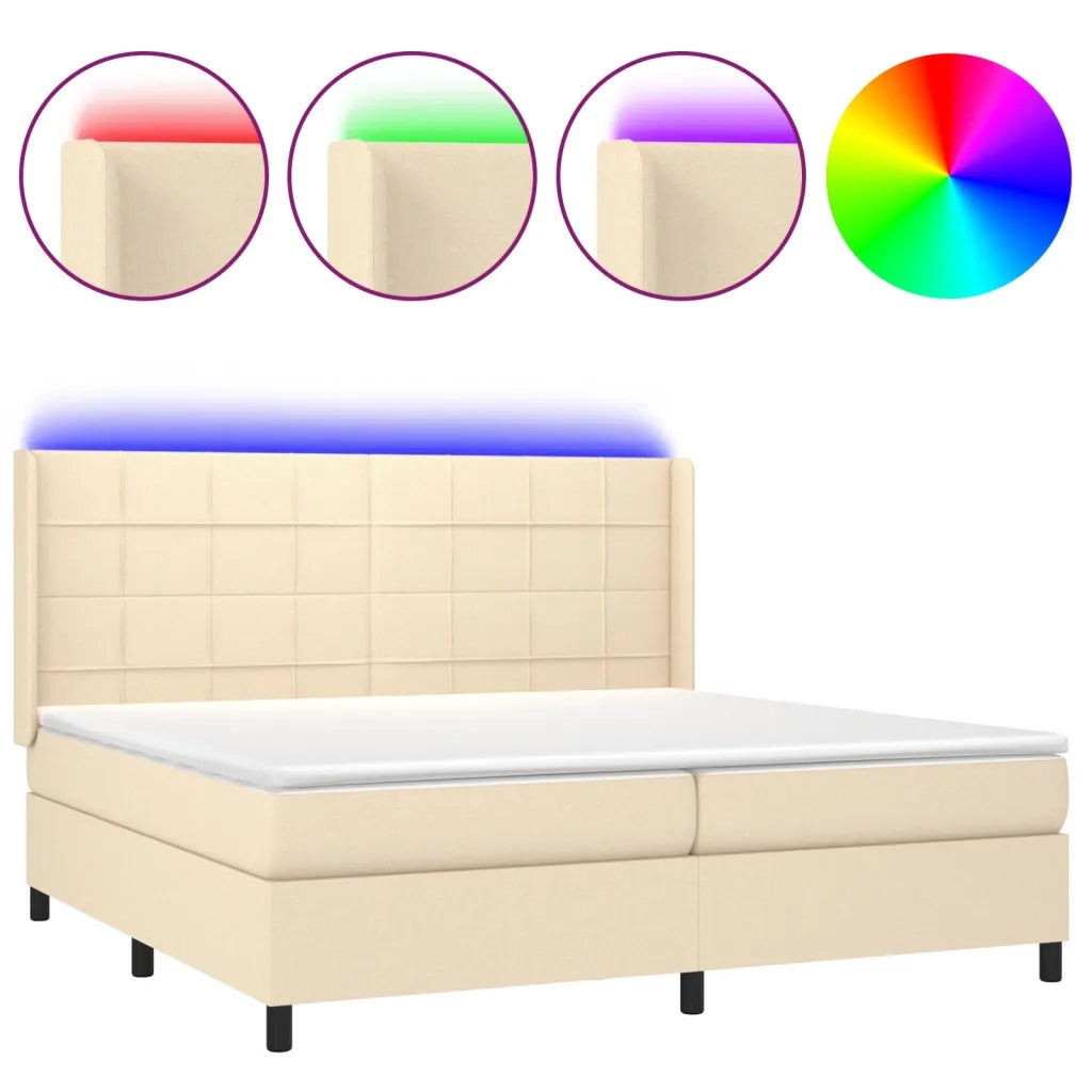 Letto a Molle Materasso e LED bianco 200x200cm in Tessuto 3138346
