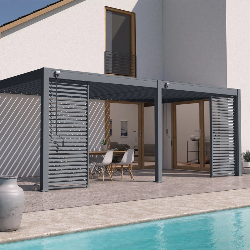 Pergola Bioclimatica OmbrÃ©a VS 3x6M adossata - Antracite - V2