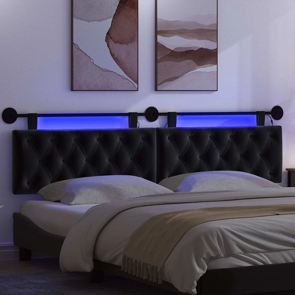 Testiera | Testata sospesa Con luce LED Nero Velluto
