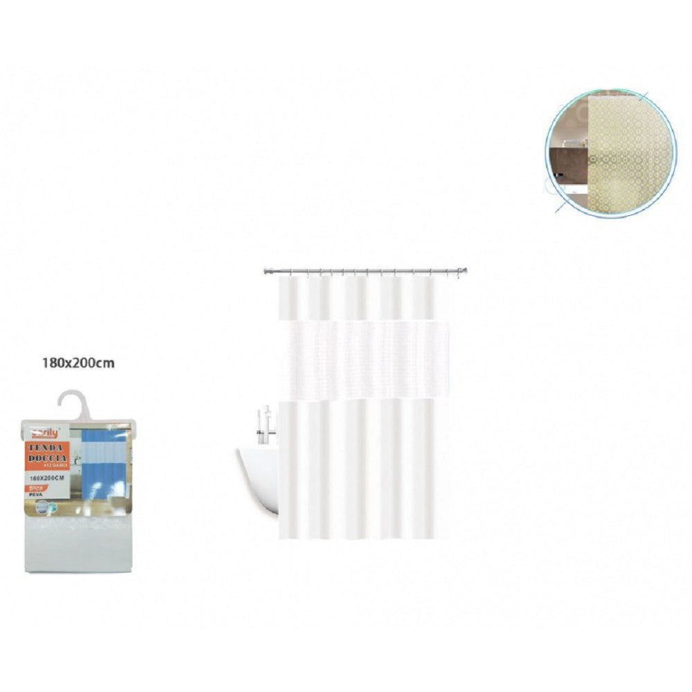 Trade Shop - Tenda Doccia Vasca Impermeabile Antimuffa Bianco Giuntura 180 X 200 Cm 3d 52133 -