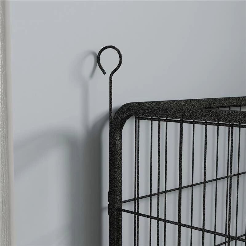 RECINTO PER CANI PIEGHEVOLE IN METALLO, PER INTERNO ED ESTERNO CON PORTA E PICCHETTI, 82X82X60CM GRIGIO