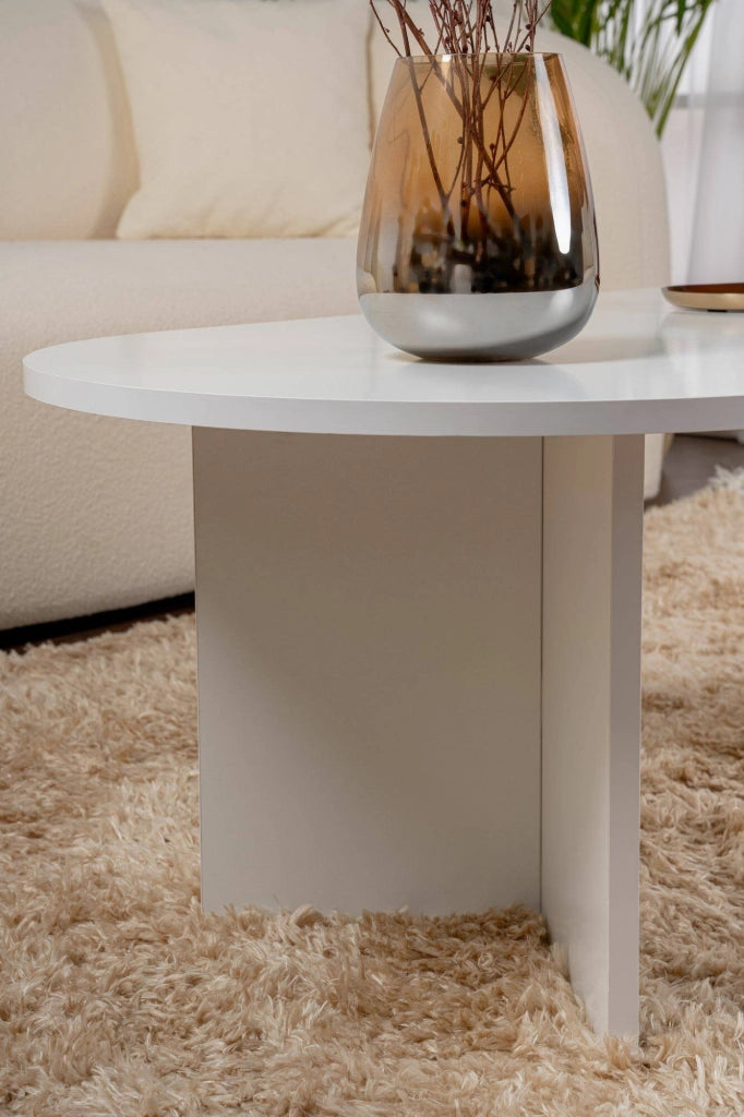 Tavolino da salotto Elain, Tavolo basso da caffè, Portariviste per divano, Ripiano da soggiorno, 119x60 h40 cm, Bianco
