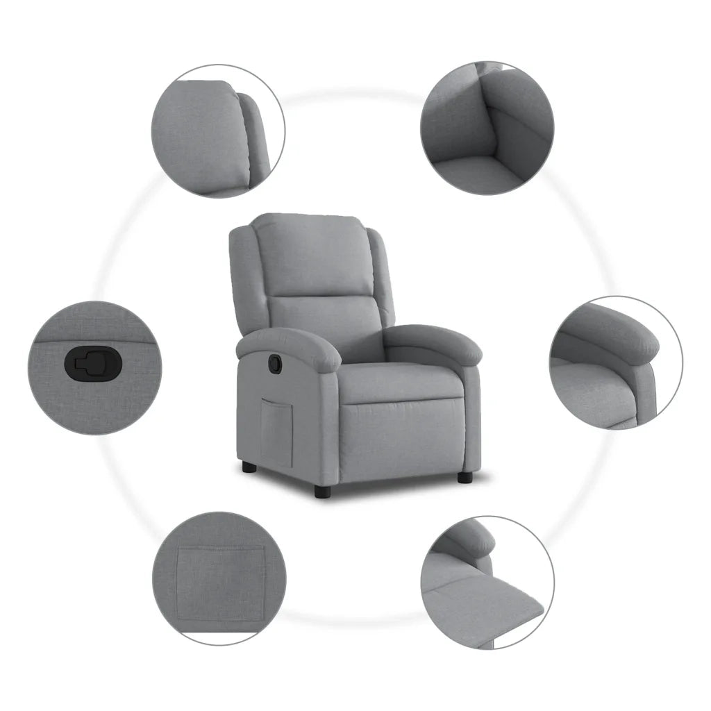 Divano Sedia-Poltrona reclinabile in Tessuto Grigio Chiaro 835755