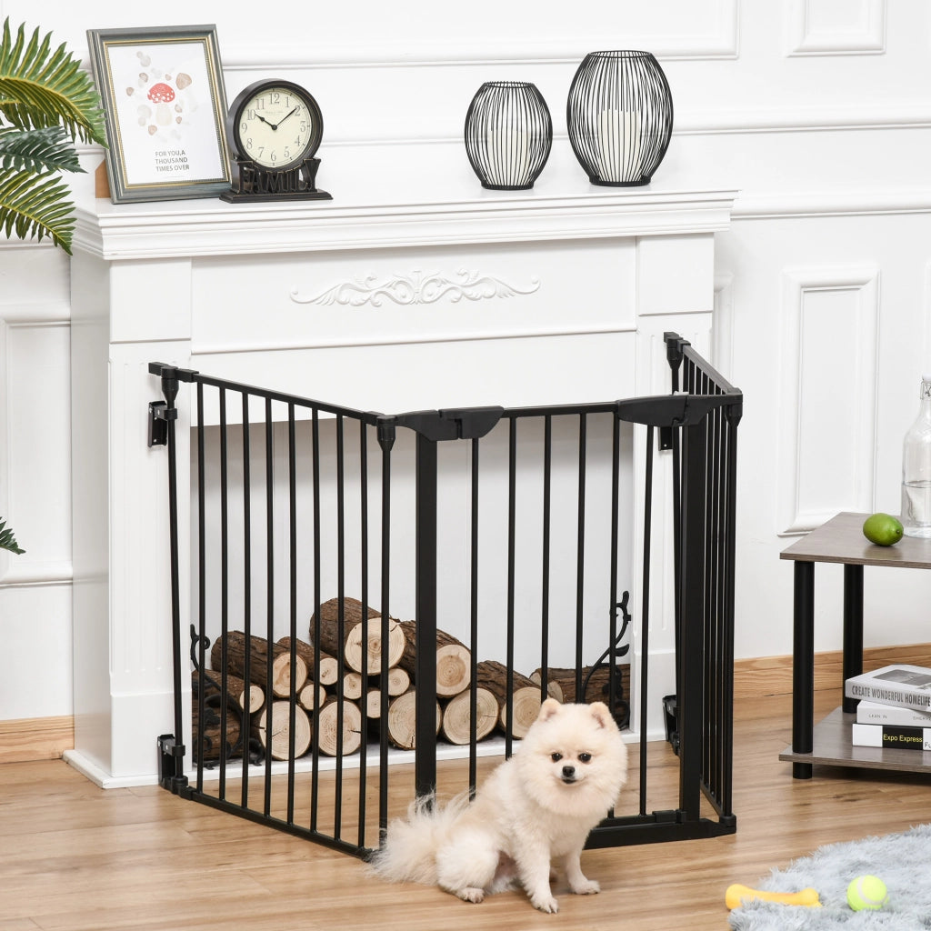 Cancellino per Cani Pieghevole a 3 Pannelli ¨C zephmum ¨C Nero 180x3x74.5 cm