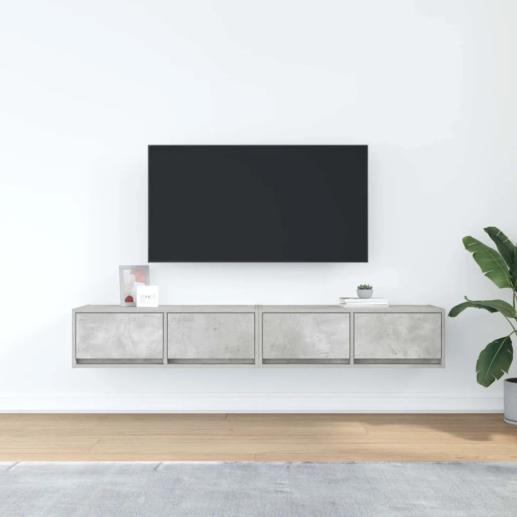 Mobili TV 2 pz-Set di 2 Credenza per TV Grigio Cemento 80x31x25,5cm in Legno Multistrato 248519