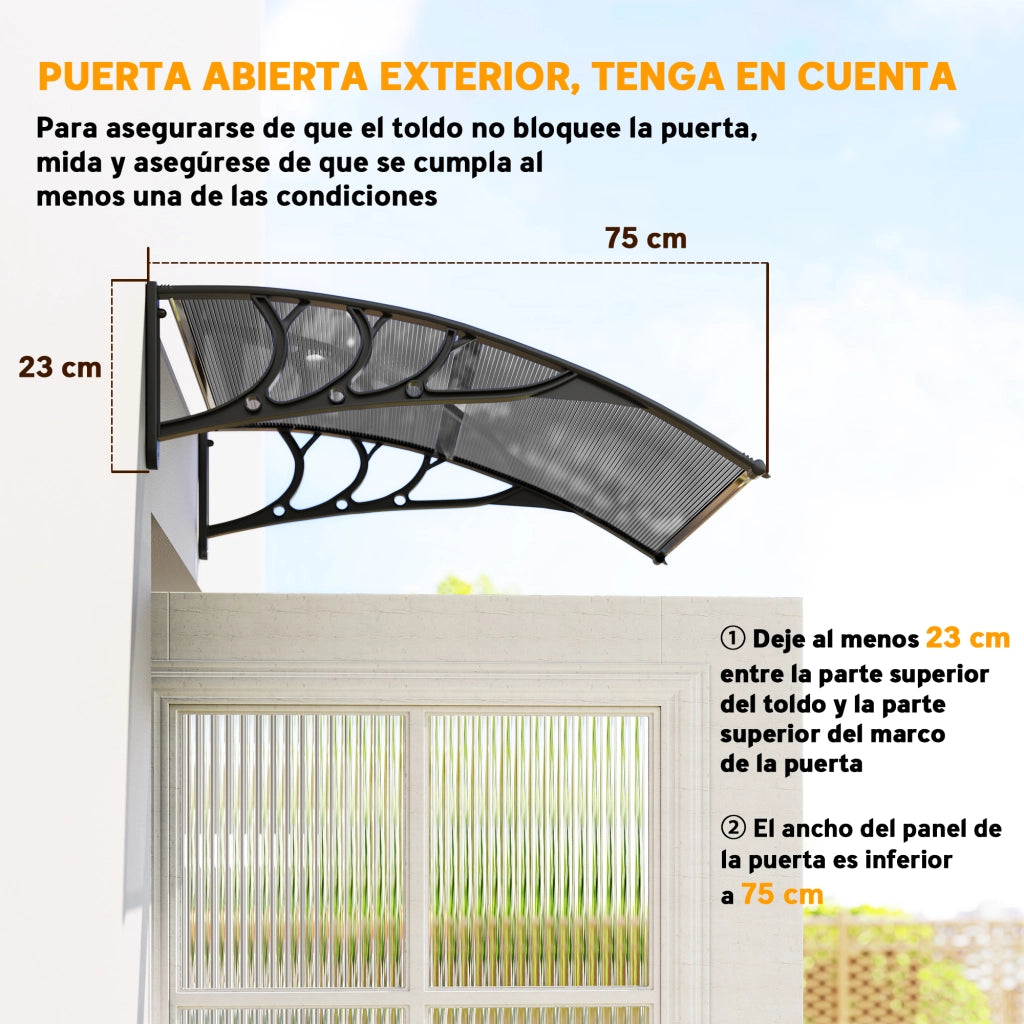 Tettoia Protezione Sole Pioggia ¨C zephmum ¨C Policarbonato Nero 100x75x23