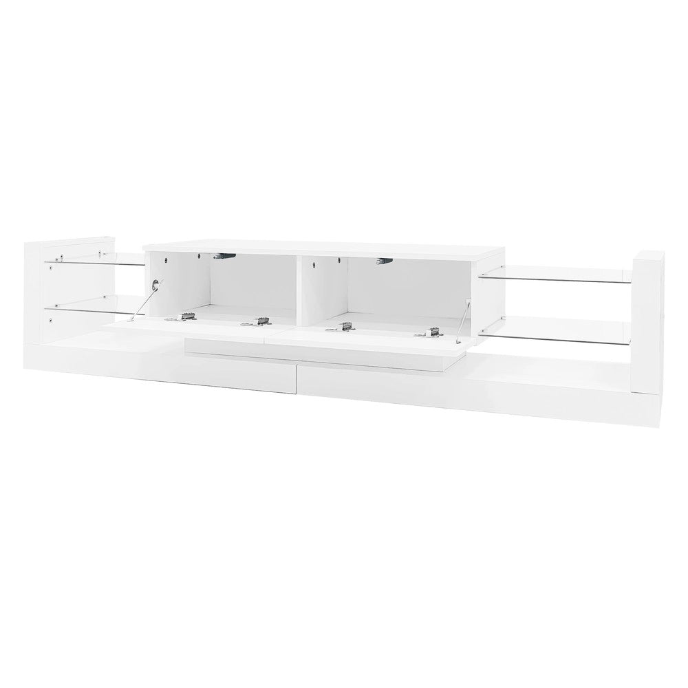 Mobile TV con LED e Vetro ¨C Xylo ¨C Nero Lucido, 181 cm, 2 Ante