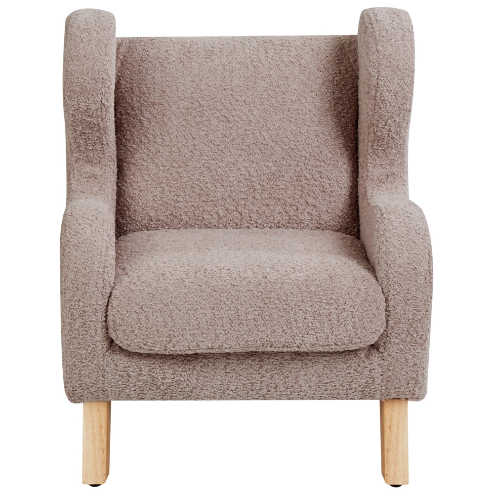Sedia imbottita in bouclé tortora con braccioli Sedile per bambini Design moderno