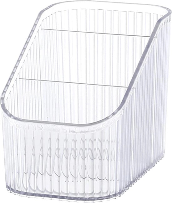 Organizzatore per trucchi, organizzatore cosmetico con 3 compartimenti, opbergcontainer per cosmetici con grande capacità, organizzatore per capelli con 3 cassetti per pennelli, matite, lip gloss e cura della pelle (translucido S)