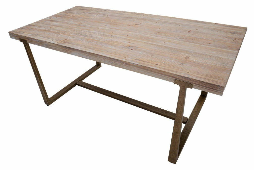 Tavolo fisso Kazimir, Ripiano da cucina, Consolle per sala da pranzo, Ripiano rettangolare fisso, Oro e Marrone, 180x90 h78 cm