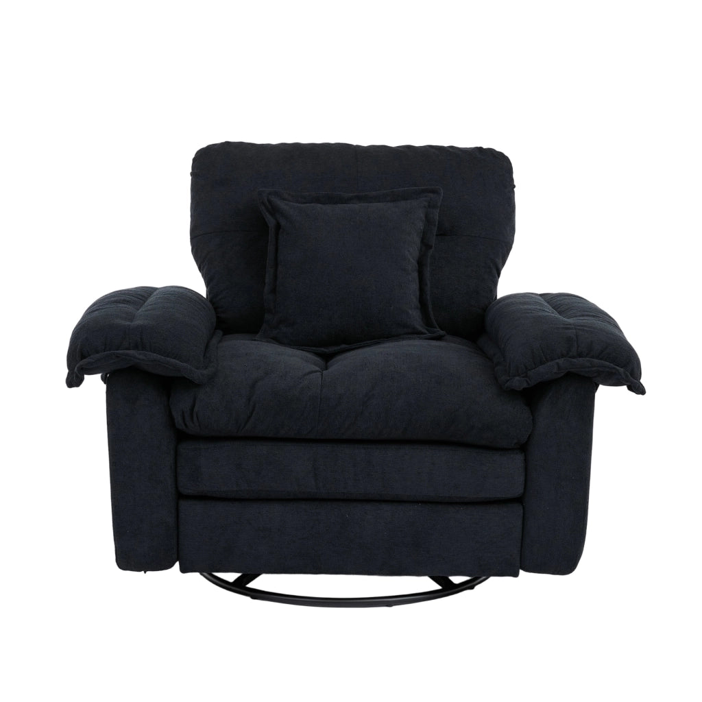 Poltrona Girevole 360° con Cuscino Di Supporto, in Ciniglia, Nero