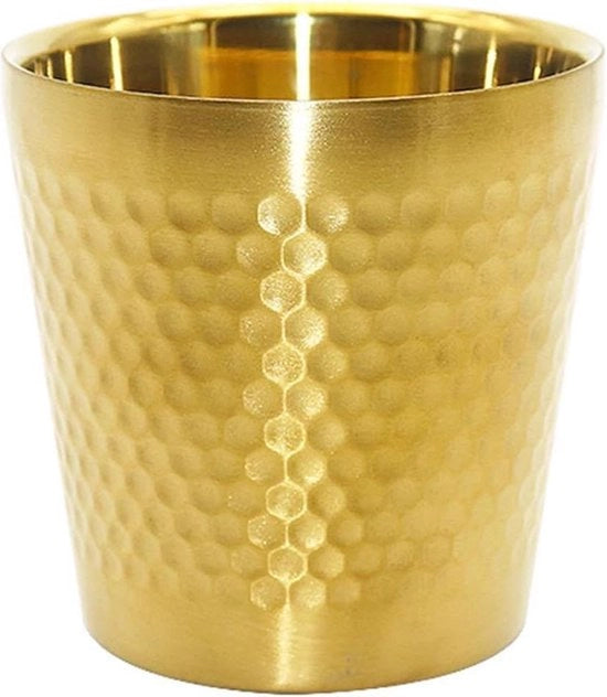 Set di bicchieri doppio spessore dorati - Lotto da 2 - Bicchieri in acciaio inossidabile per birra - Moka per la vigilia di capodanno - Accessori da bar per feste.