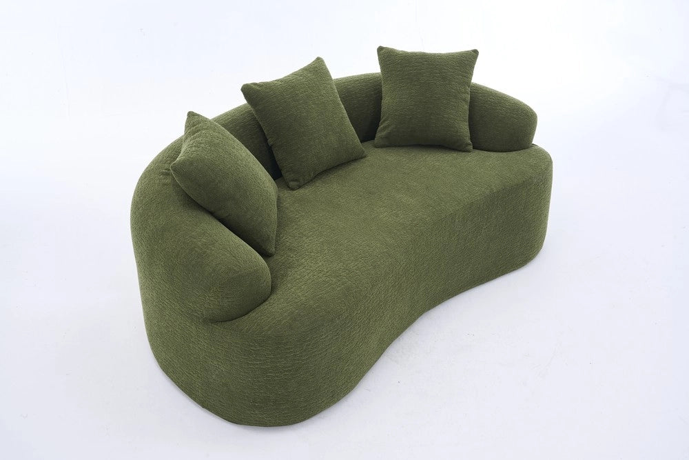 Divano 2 posti con cuscini ¨C Minimal ¨C Verde tessuto imbottito