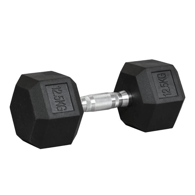 MANUBRIO DA 12.5 KG ESAGONALE SINGOLO CON IMPUGNATURA ZIGRINATA ANTISCIVOLO NERO