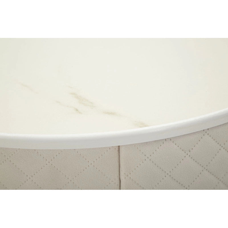 Comodino/toletta Con Puff Vellit Crema cm ø 52x70 - ø 36x39