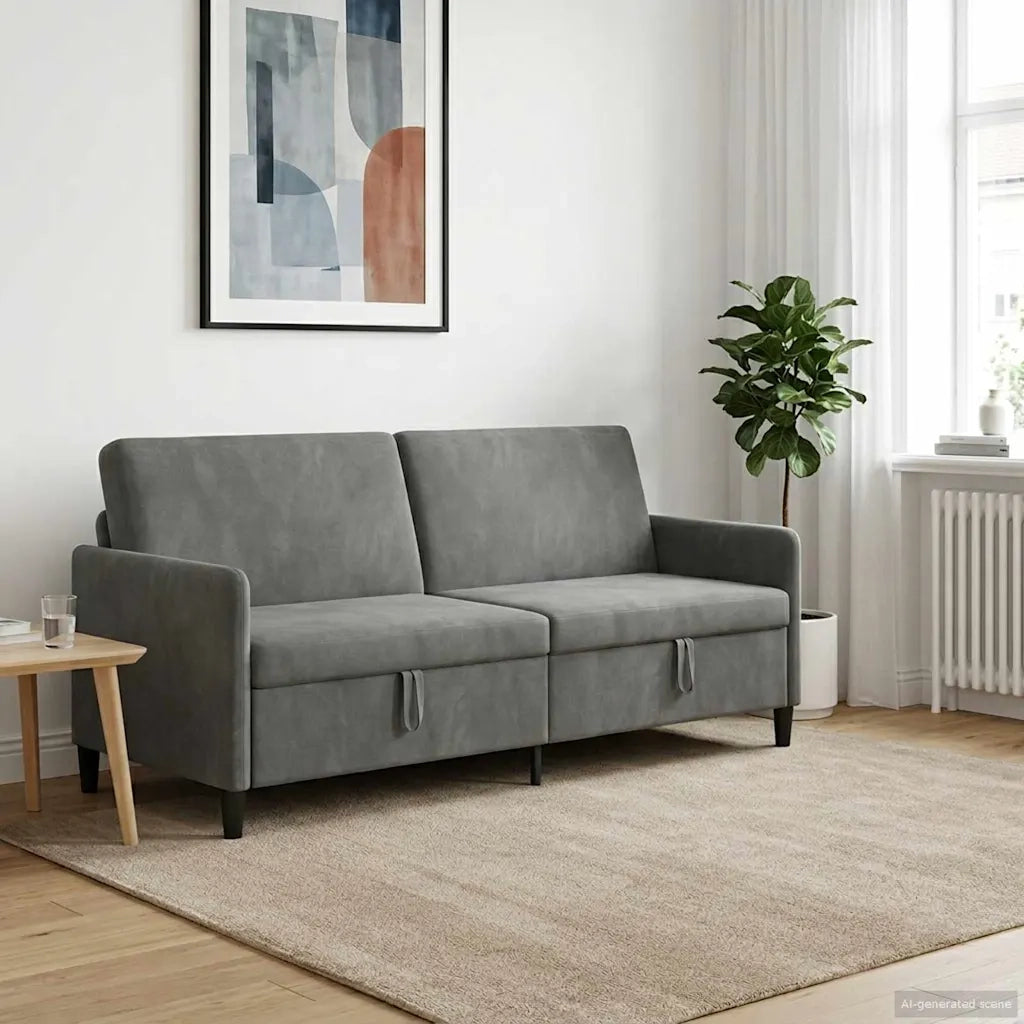 Divano con Storage Grigio Scuro 192 x 78 x 87 cm Poliestere 42036990