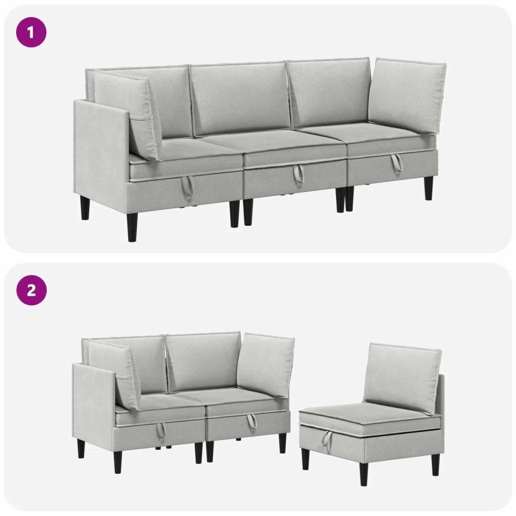 Set di mobili per il soggiorno 3 pcs Grigio chiaro Tessuto 3413798