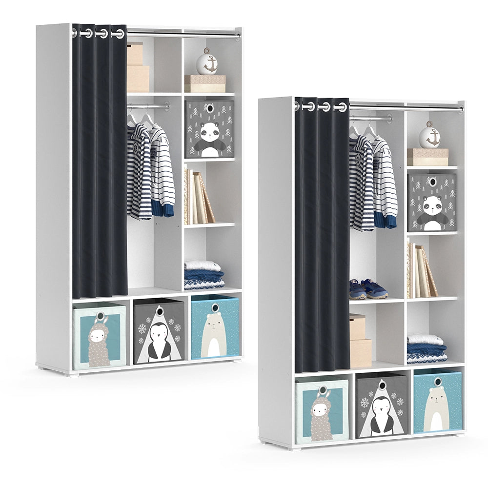Vicco Guardaroba per bambini Bianco 38 x 178.1 cm Con cassetti pieghevoli (grigio)