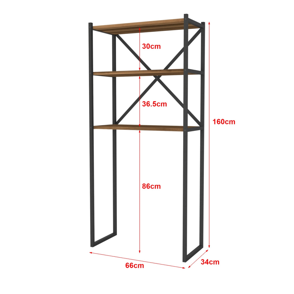 Sovrastruttura per Lavatrice Askersund Scaffale da Bagno con 3 Ripiani - Effetto Noce [en.casa]
