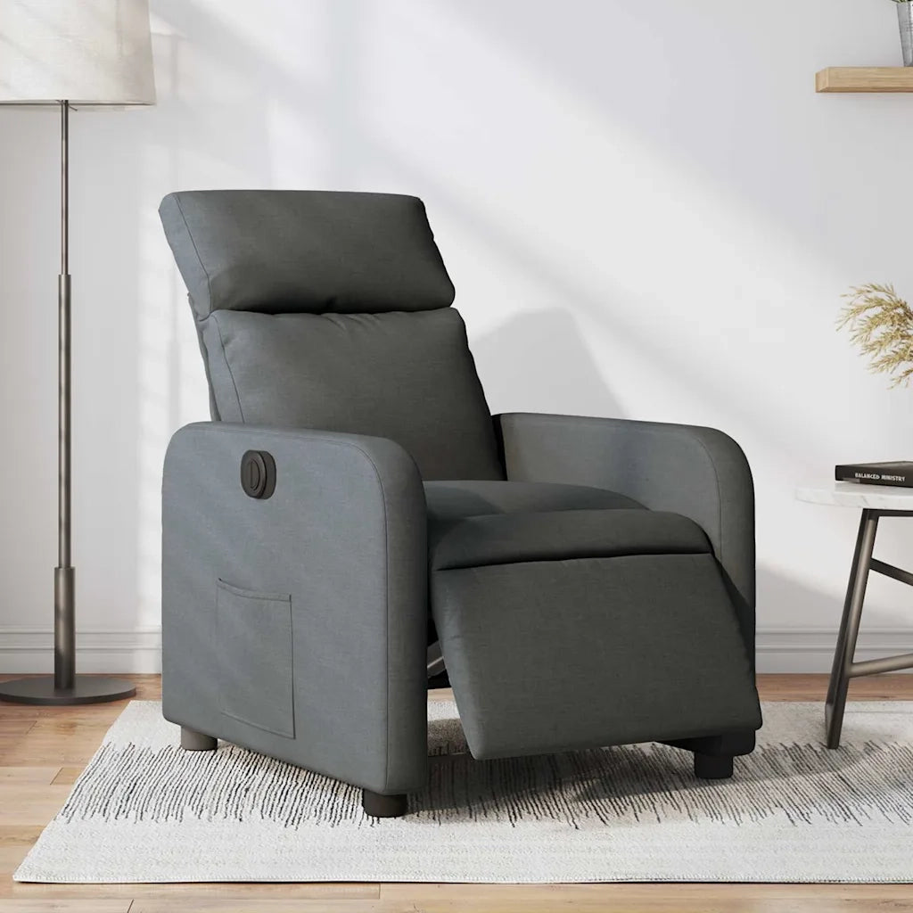 Poltrona | Sedia Relax Elettrica Reclinabile Grigio Scuro in Tessuto
