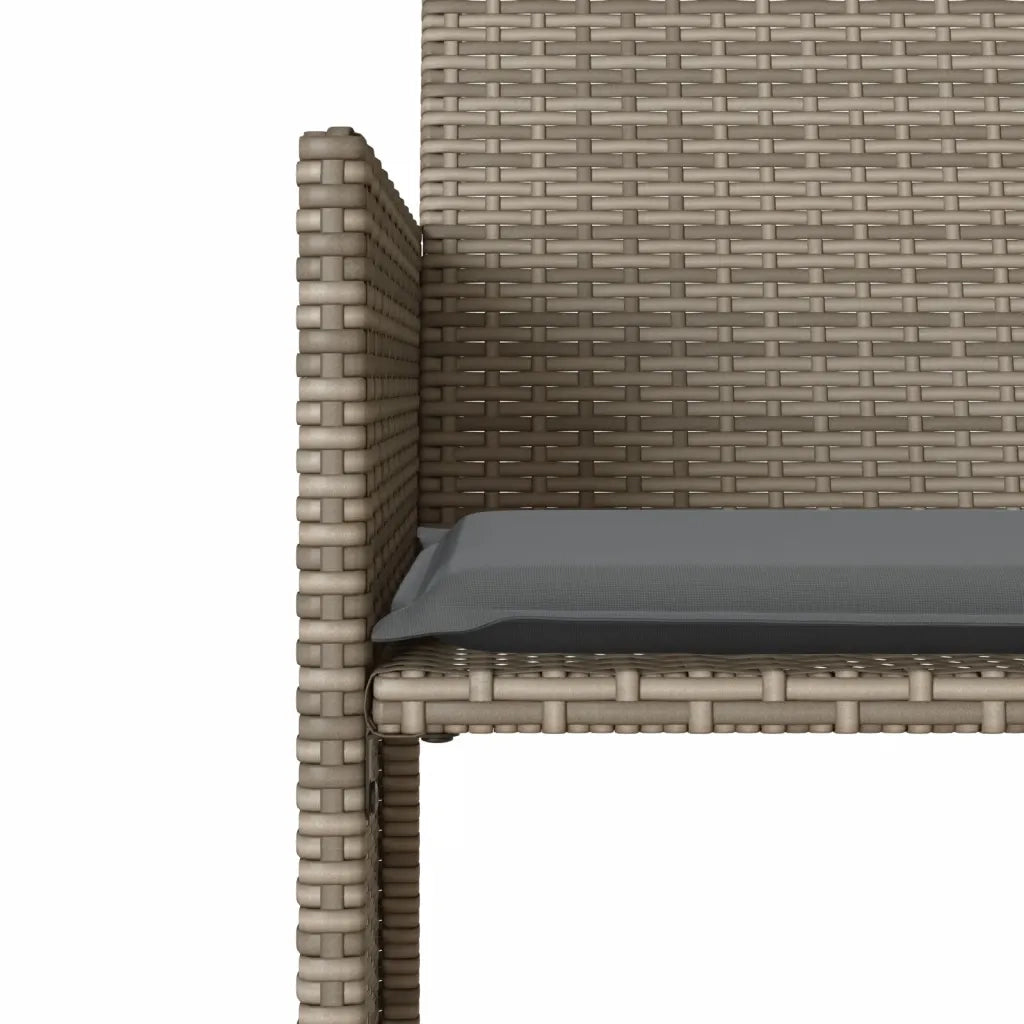 Divano Giardino 2 Posti con Tavolo e Sgabelli Grigio Polyrattan 4003892