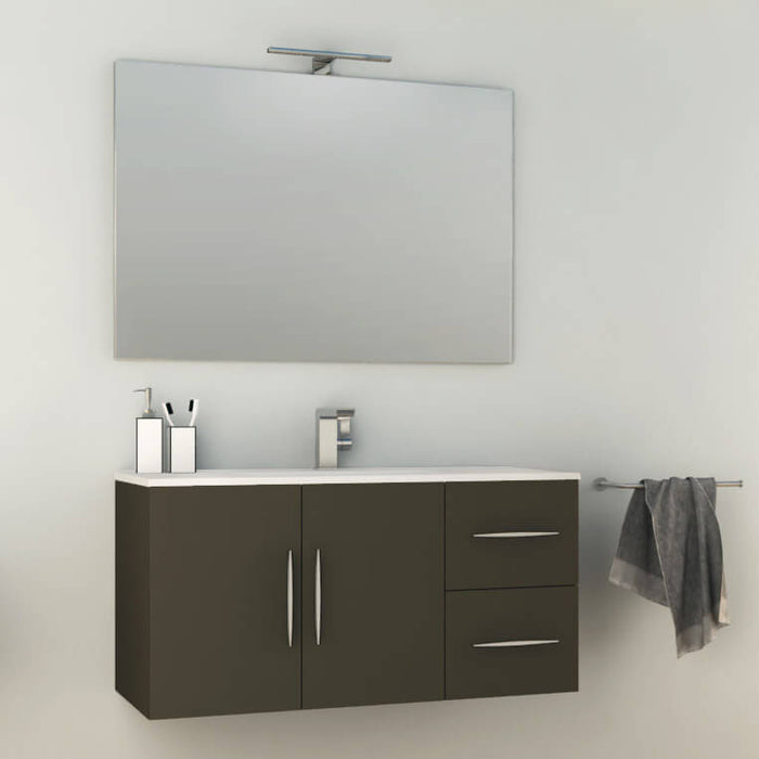 Mobile Bagno Sospeso 100 cm Lavabo e Specchio Tavassi Venere Grigio Talpa Opaco