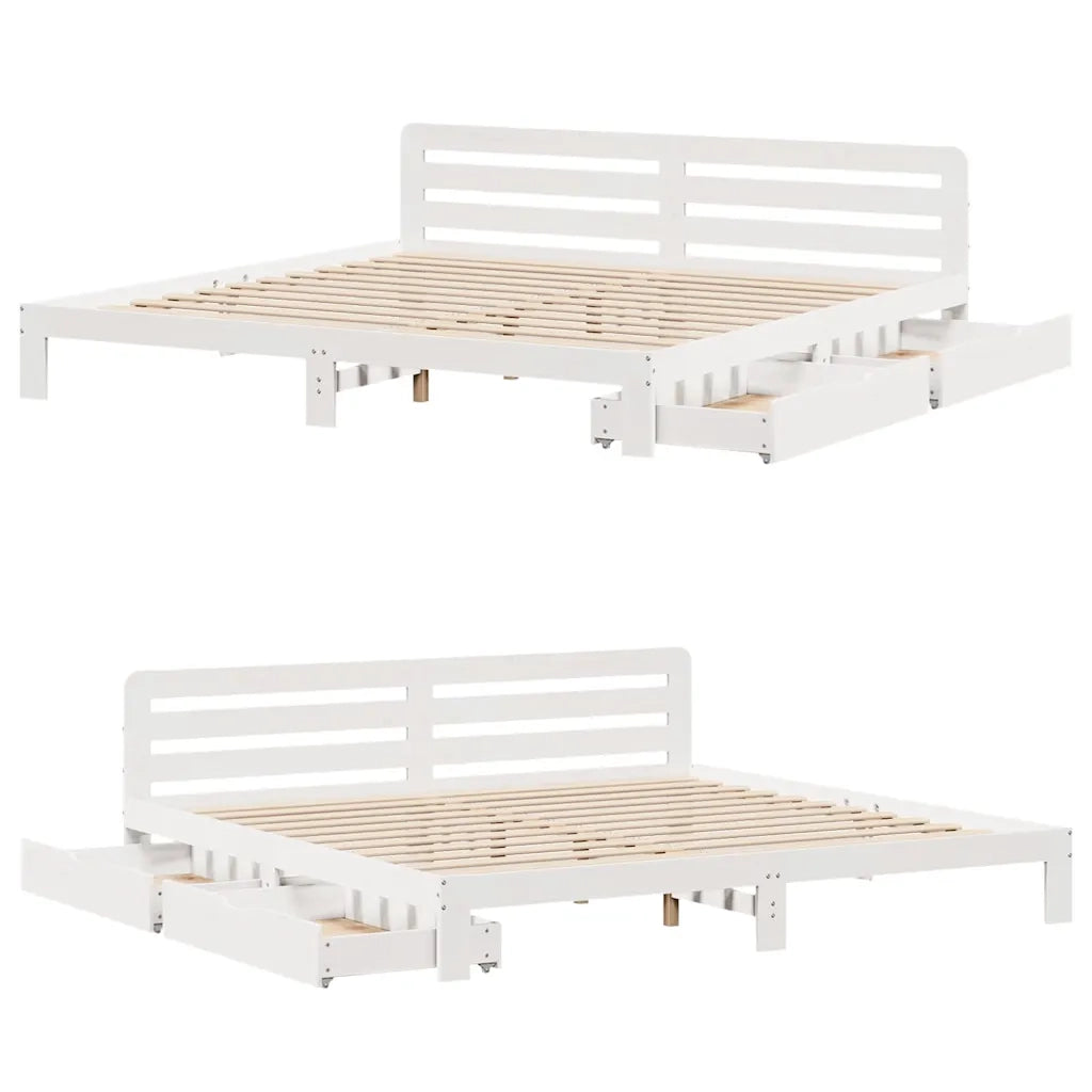 Letto matrimoniale | Letto per adulti | Giroletto senza Materasso Bianco 180x200 cm Legno Massello Pino