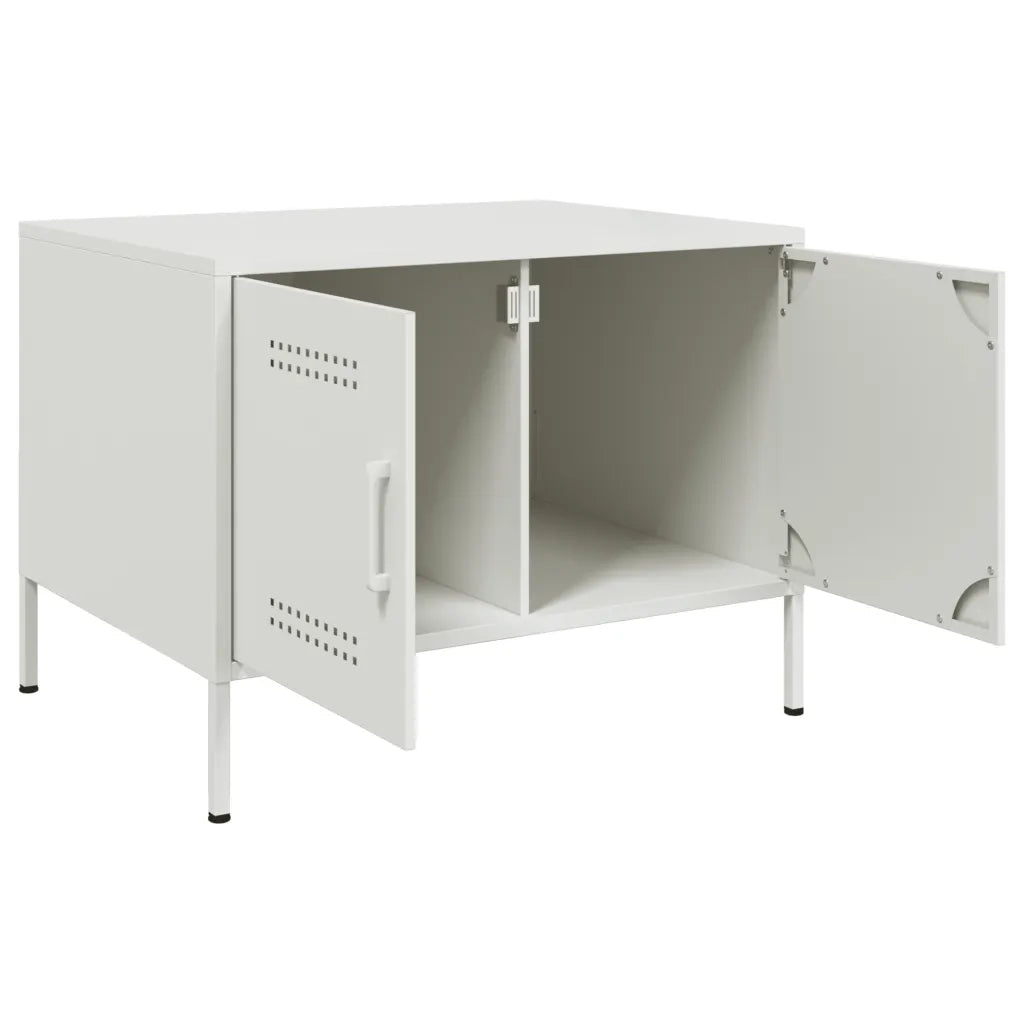Tavolino da Salotto Bianco 68x50x50,5 cm in Acciaio 843035