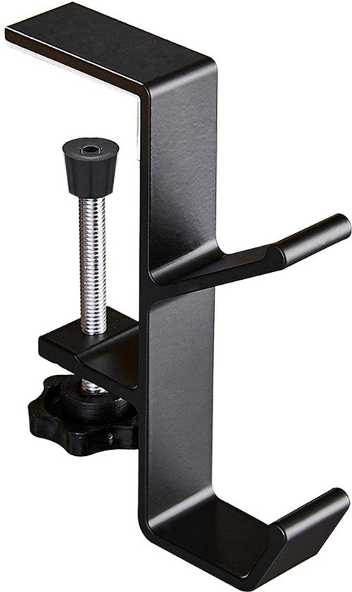 Hanger per cuffie in metallo, cuffie support con doppio gancio, cuffie gaming universale in lega di alluminio, posizionamento sotto il tavolo, antiscivolo, supporto cuffie regolabile per tavolo da lavoro