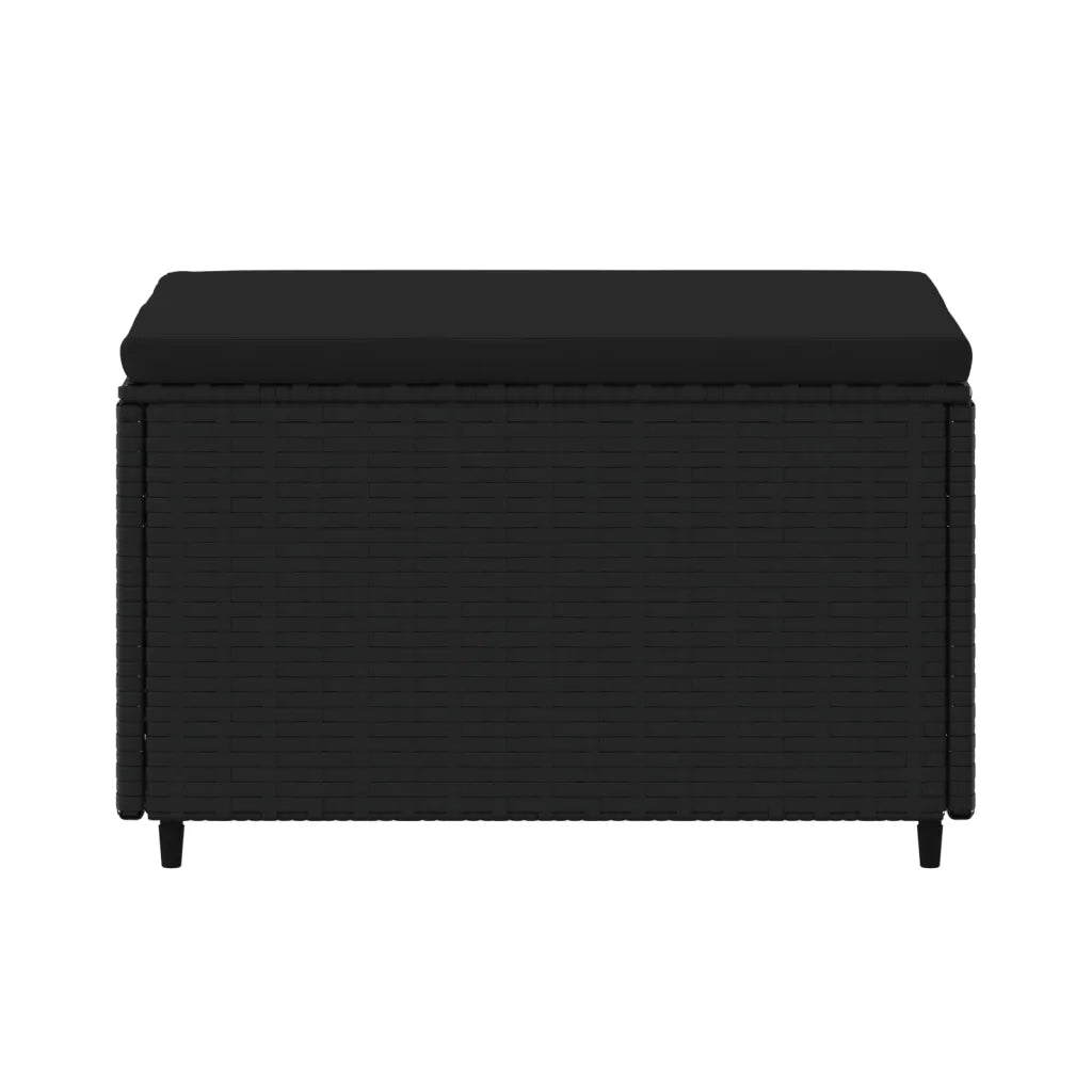 Poggiapiedi da Giardino con Cuscino in Polyrattan Nero 319788