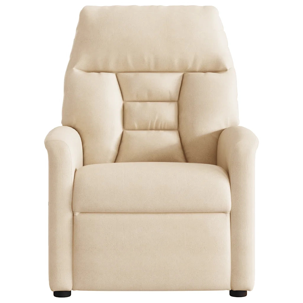 Poltrona a Rialzo Reclinabile Massaggiante Beige in Microfibra 3303113