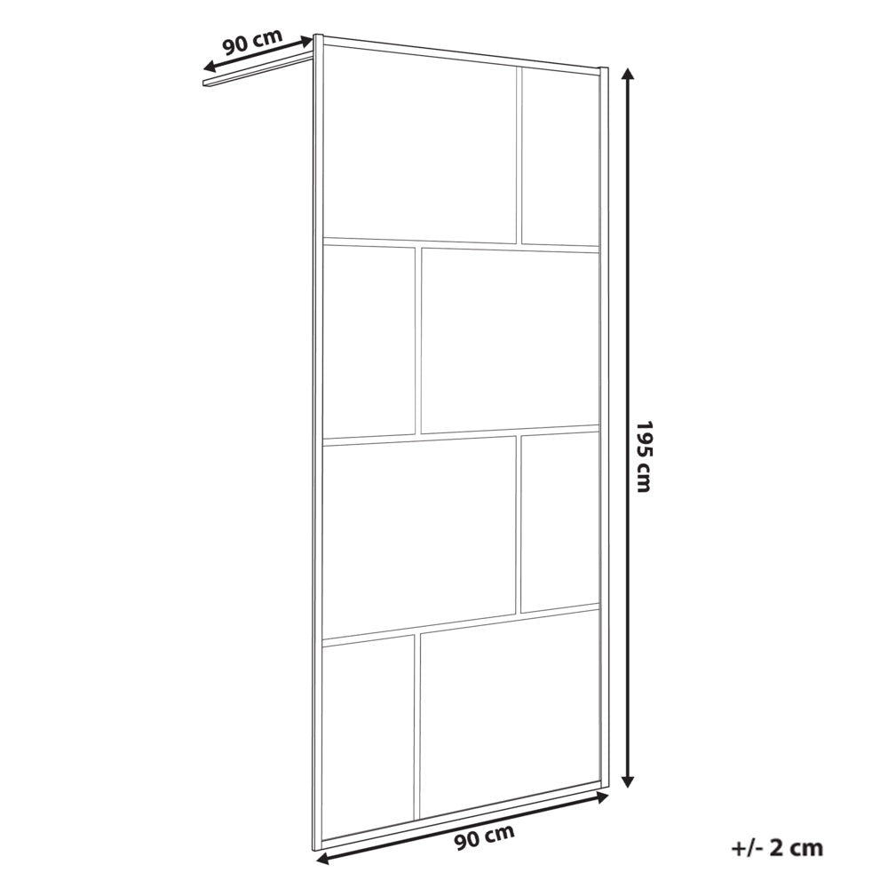 Schermo doccia nero in vetro temperato telaio in alluminio 90 x 195 cm Walk In Wet Room Bagno Doccia