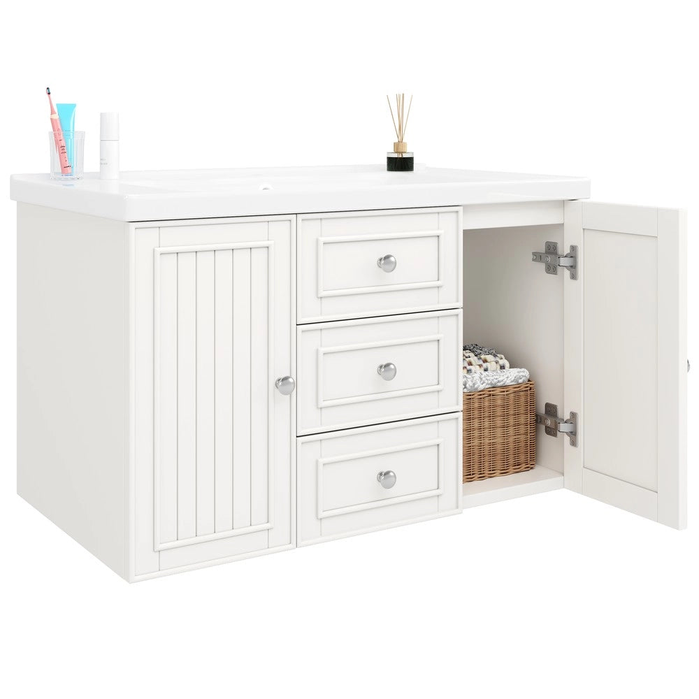 Mobile Sottolavabo Bagno con 3 Cassetti Sospeso ¨C Xylo ¨C Bianco 78.5x46x46.8cm