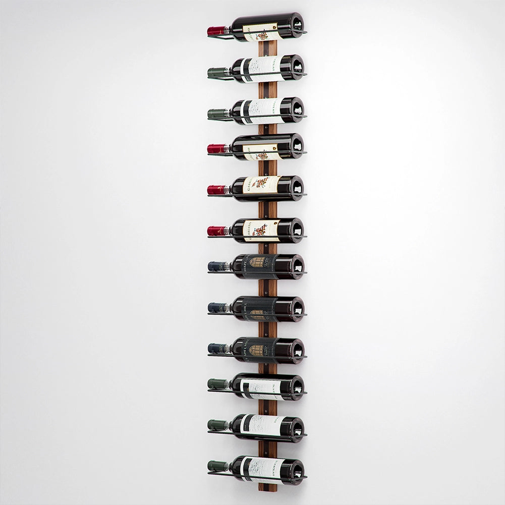 Set 4 Portabottiglie da Muro in Ferro e Legno Stile Industriale per vino da 750 ml