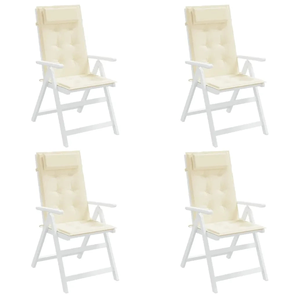 Cuscini per Sedia con Schienale Alto 4 pz Crema Tessuto Oxford