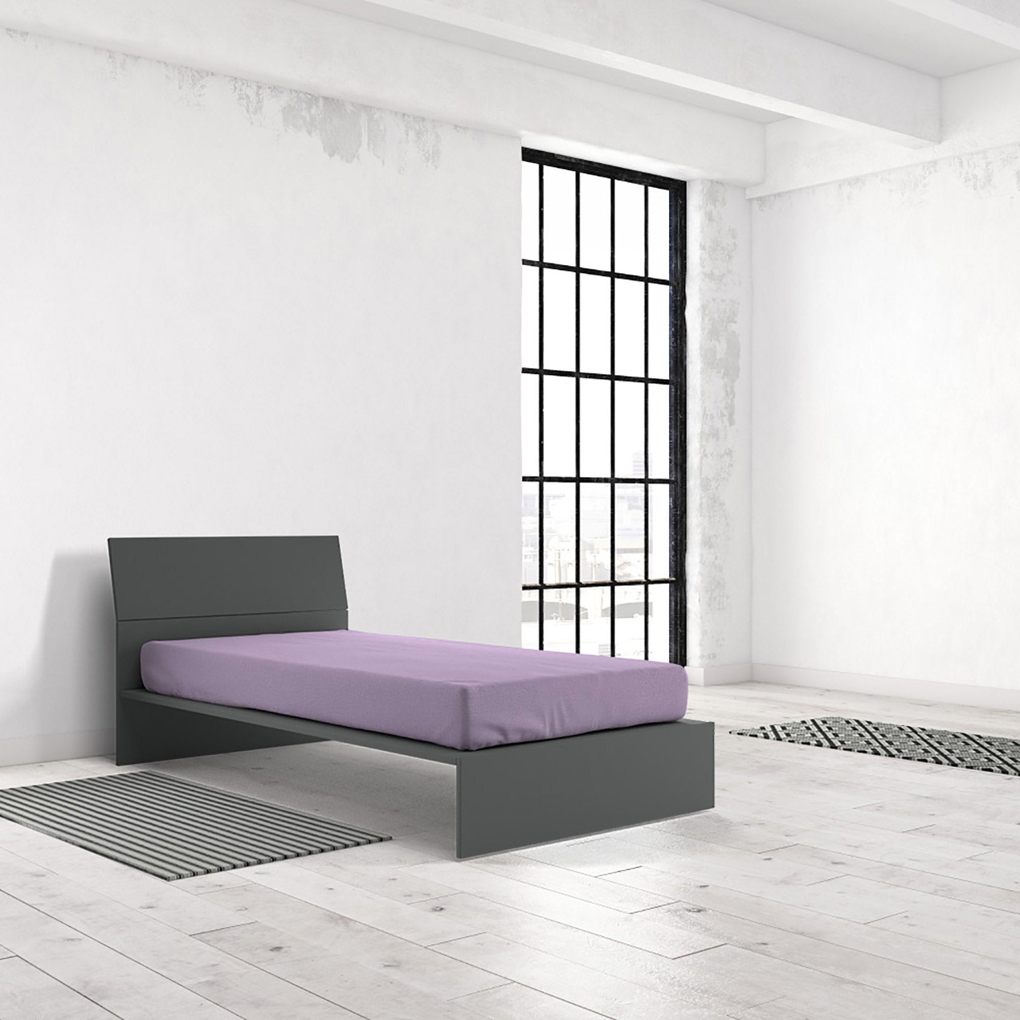 Lenzuolo Sotto con Angoli ed Elastico Tinta Unita Lilla 1 Piazza e Mezzo