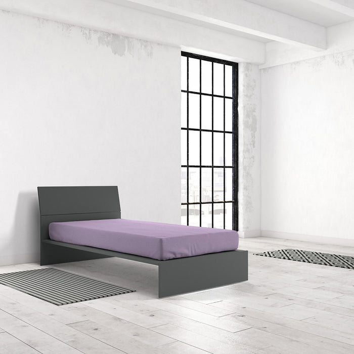 Lenzuolo Sotto con Angoli ed Elastico Tinta Unita Lilla 1 Piazza e Mezzo